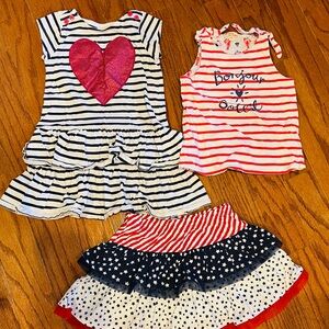 Kids Striped Heart and Bonjour Matching Set